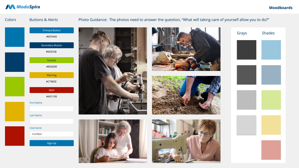 ModoHealth_moodboard1 Moodboard showing color scheme and image direction